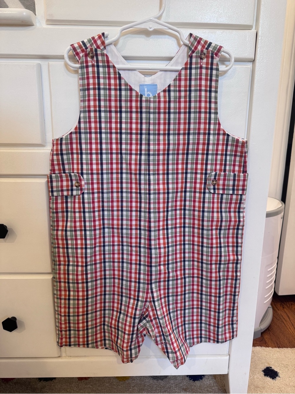 bella bliss Red, Navy & White Plaid Shortall